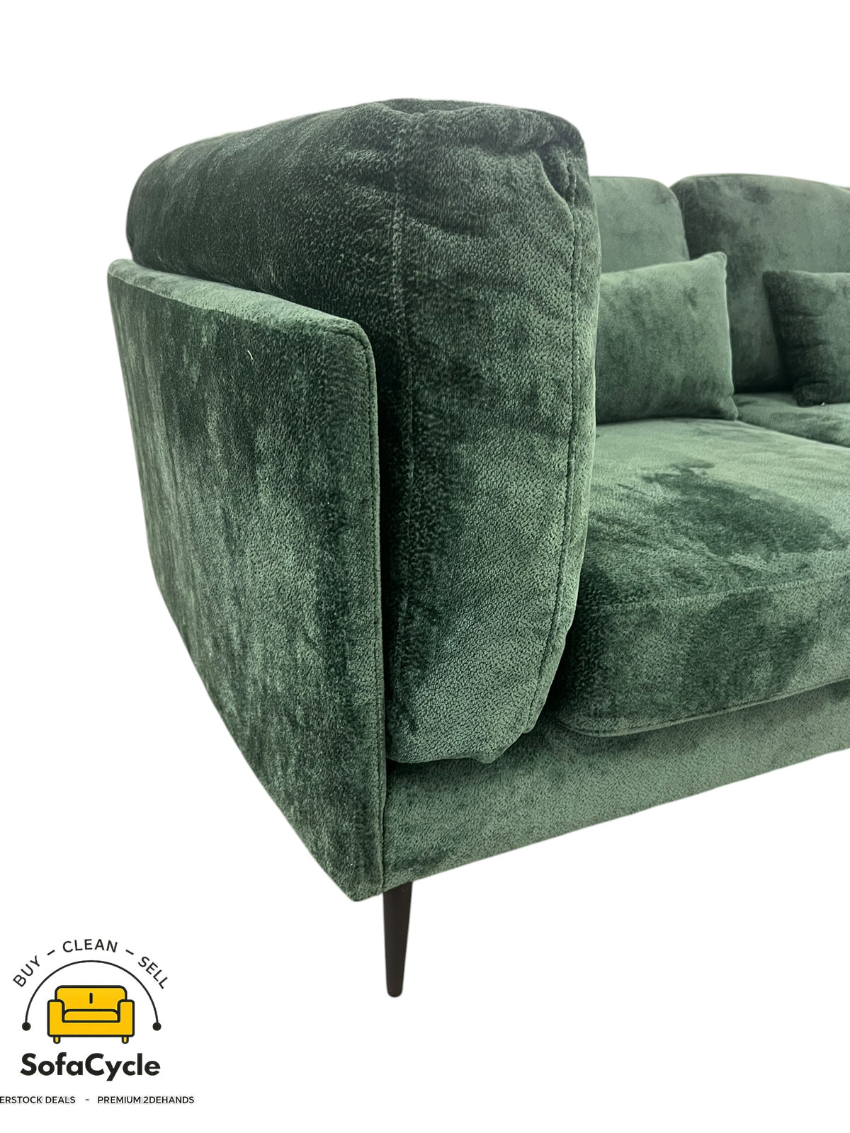 Ruime hoekzetel groen in stof, hoek R – overstock