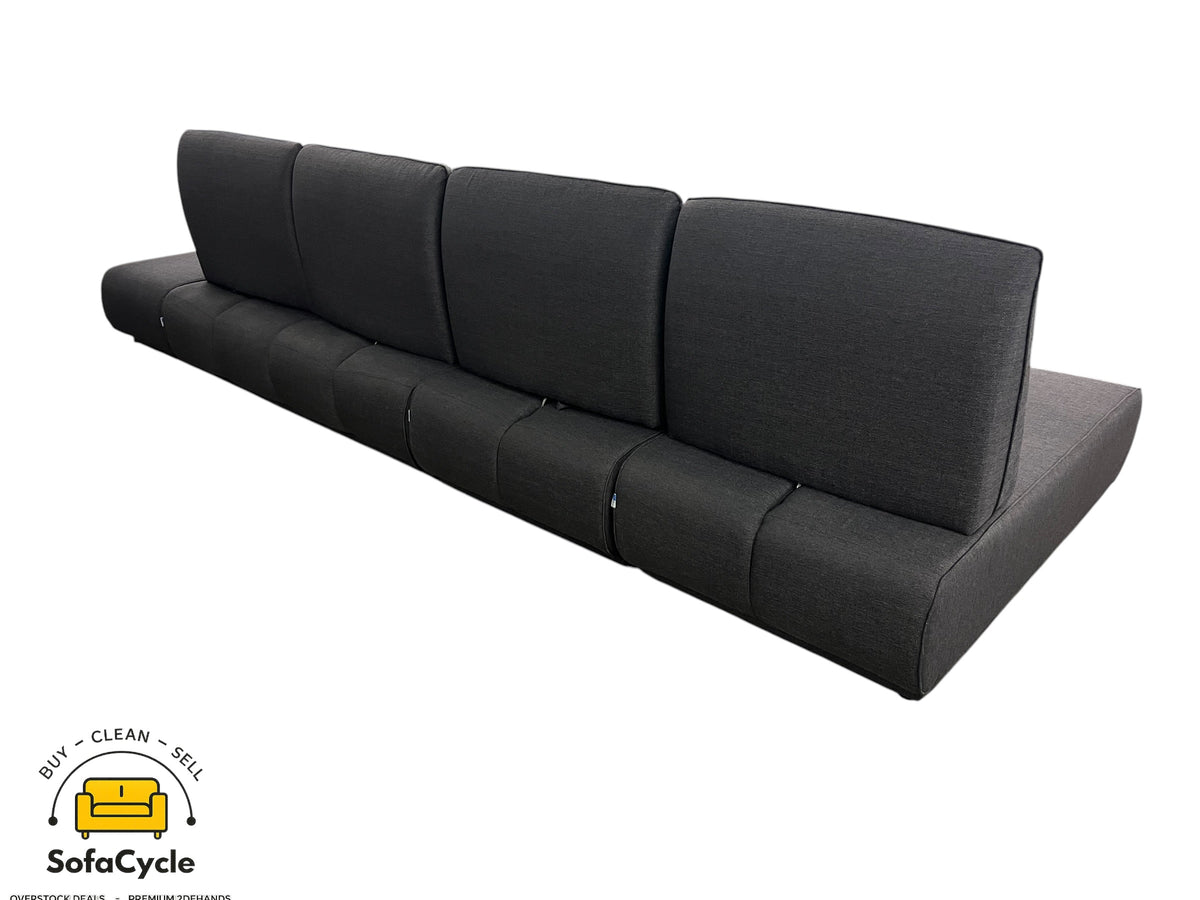 Hoekzetel zwart in stof, modulair – overstock