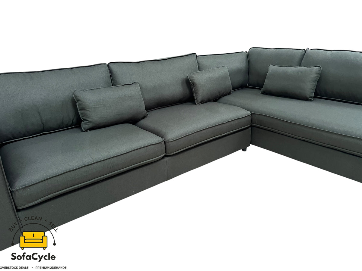 Hoekzetel groen in stof, hoek R – overstock