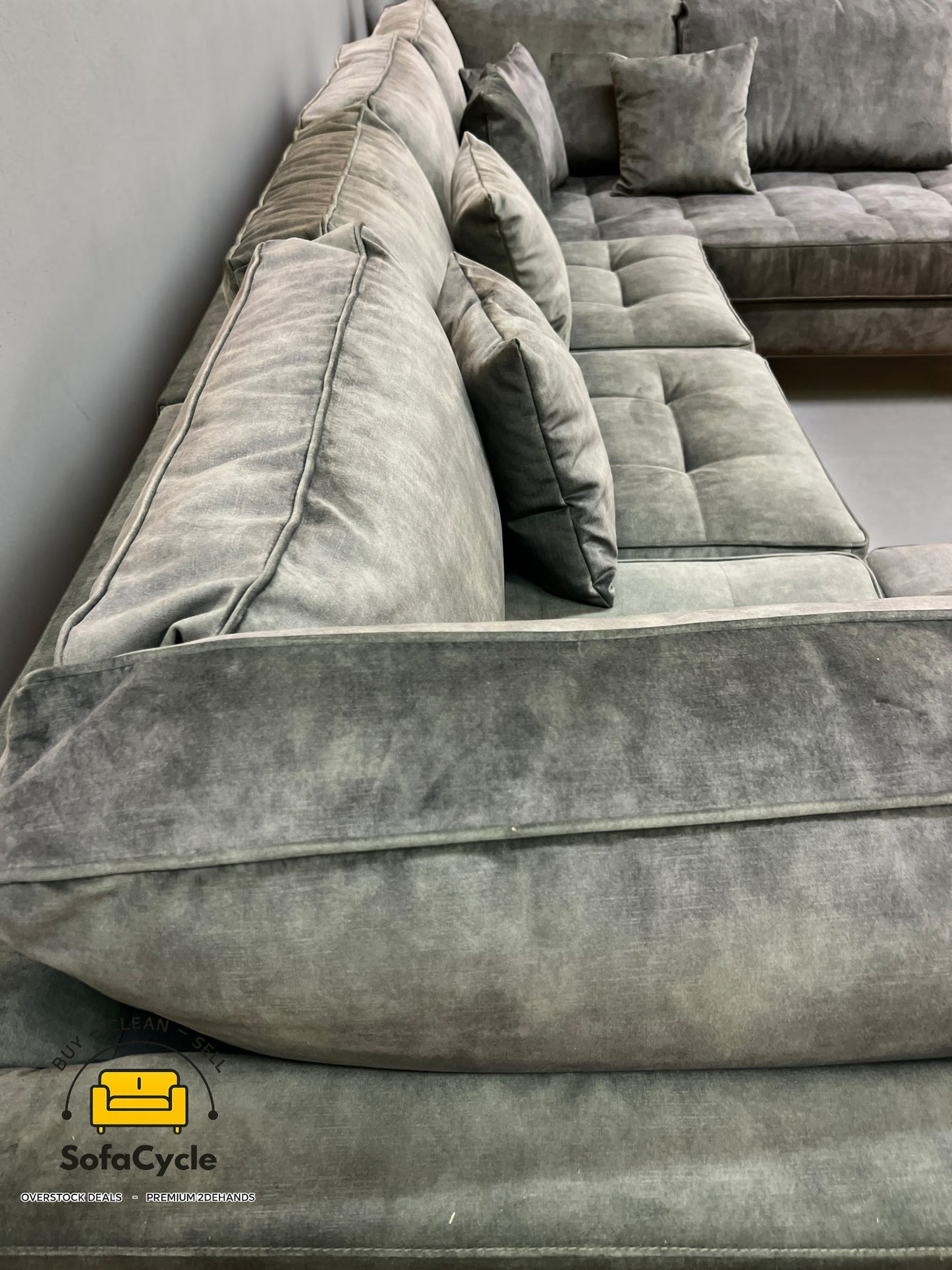 U-zetel groen in fluweel – overstock