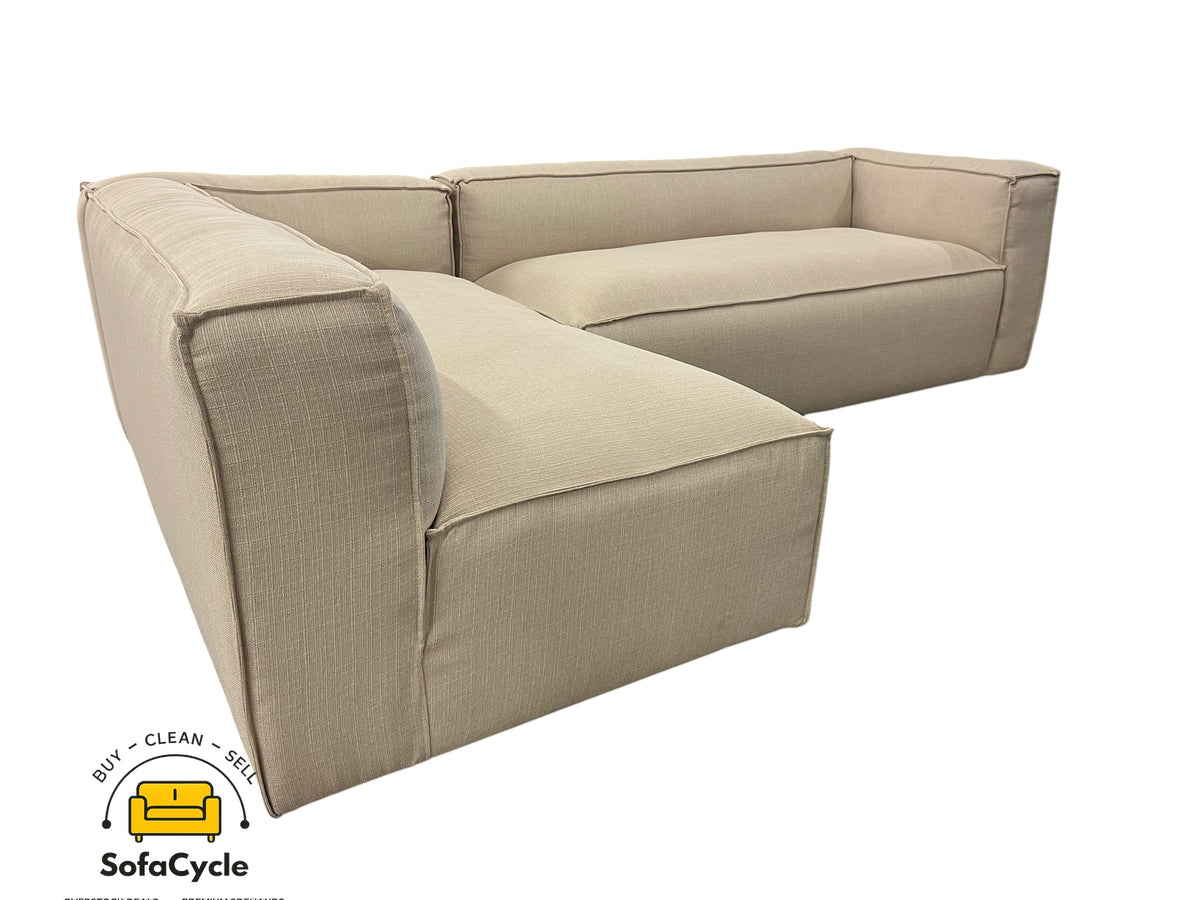 Hoekzetel beige in stof, hoek L – overstock