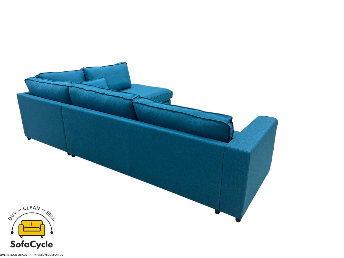 Hoekzetel blauw in stof, hoek R – overstock