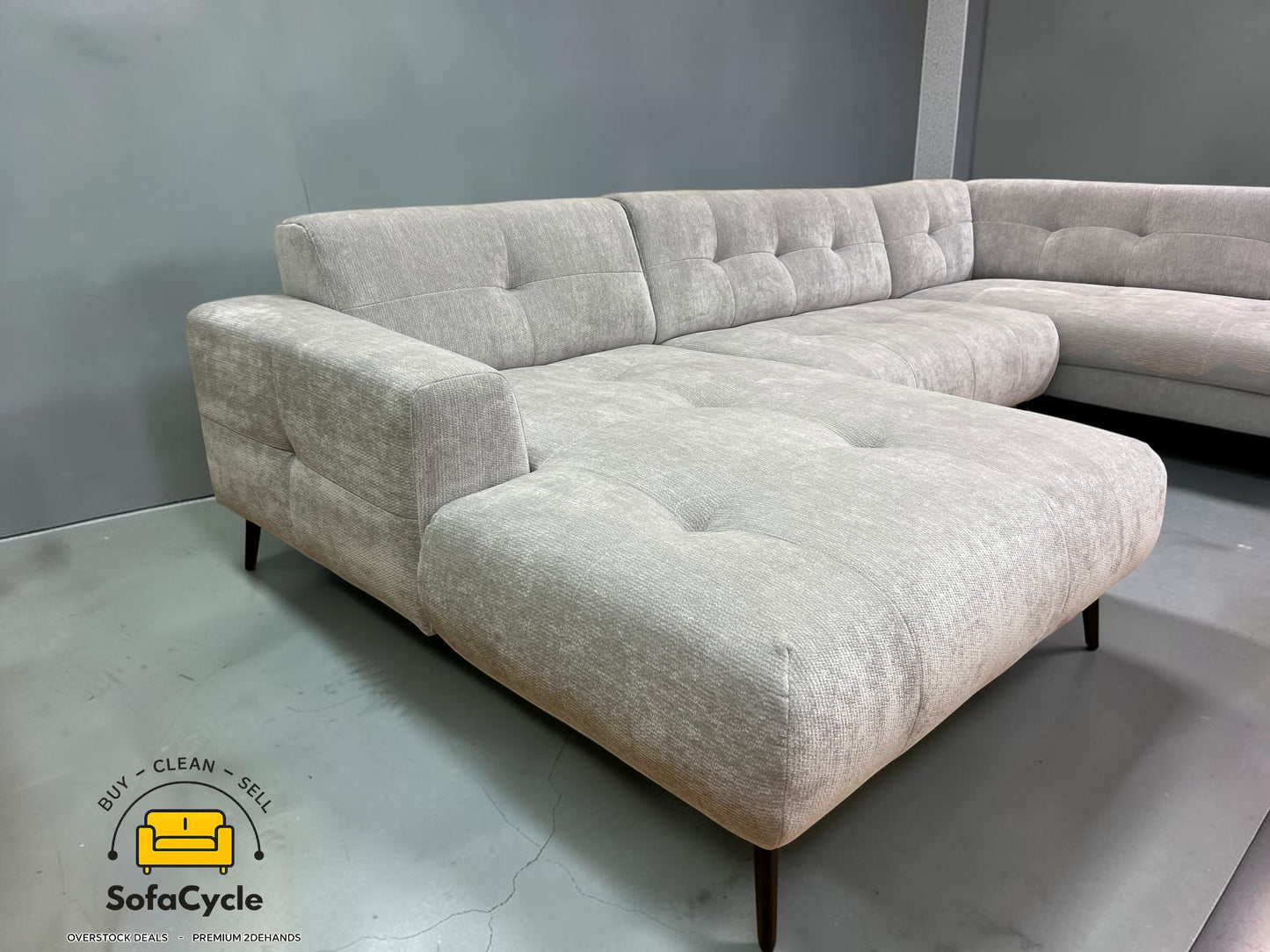 Cardiff U-zetel grijs in bouclé – overstock