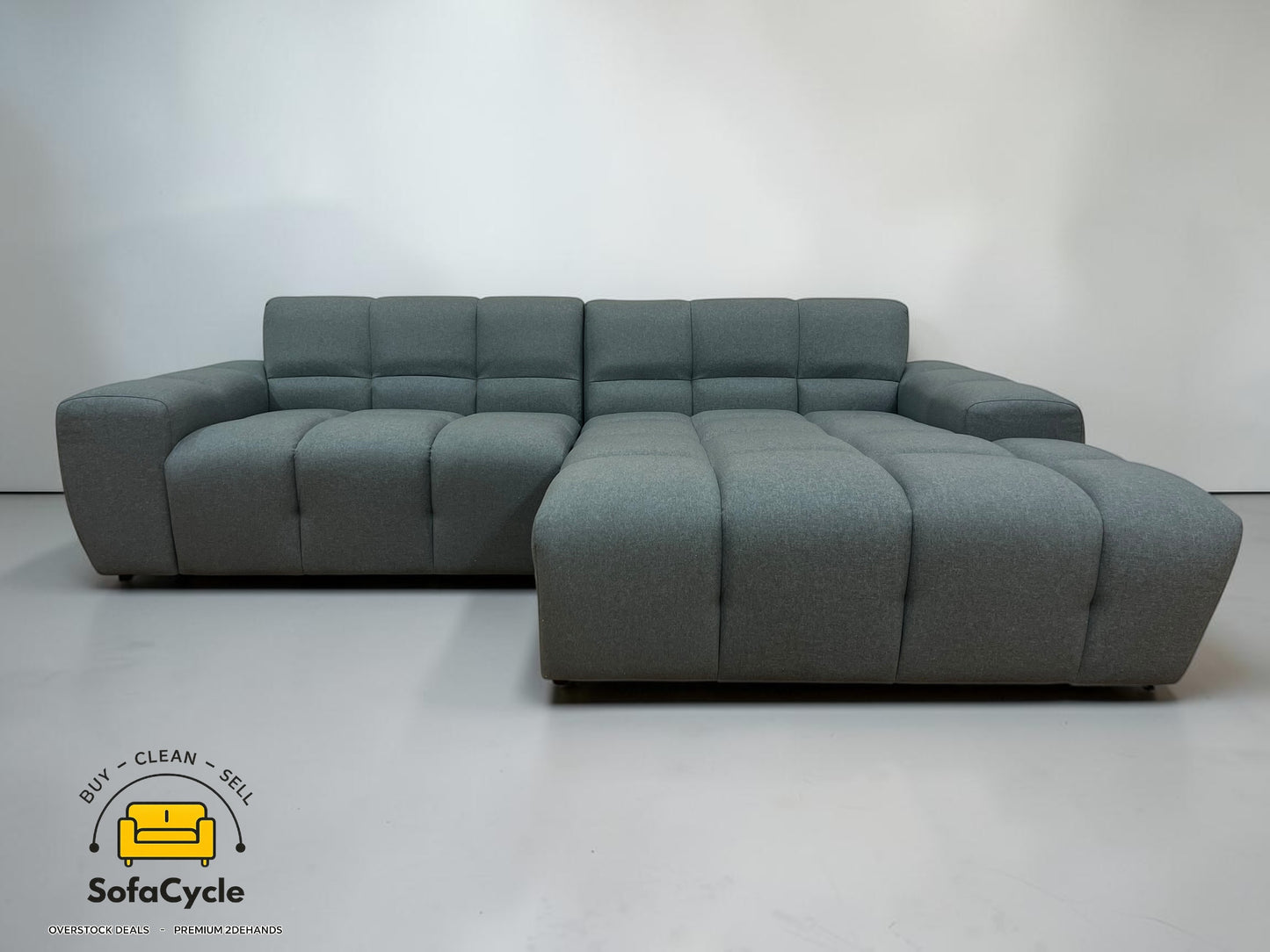 Goossens Opulent hoekzetel blauw in stof, hoek R – overstock