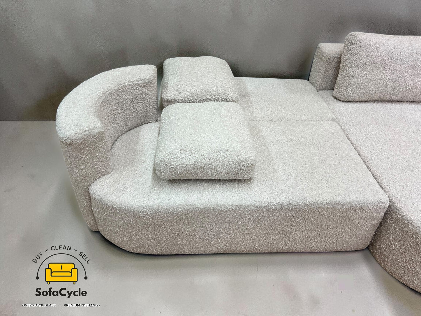 Hoekzetel wit in teddystof met slaapfunctie – overstock