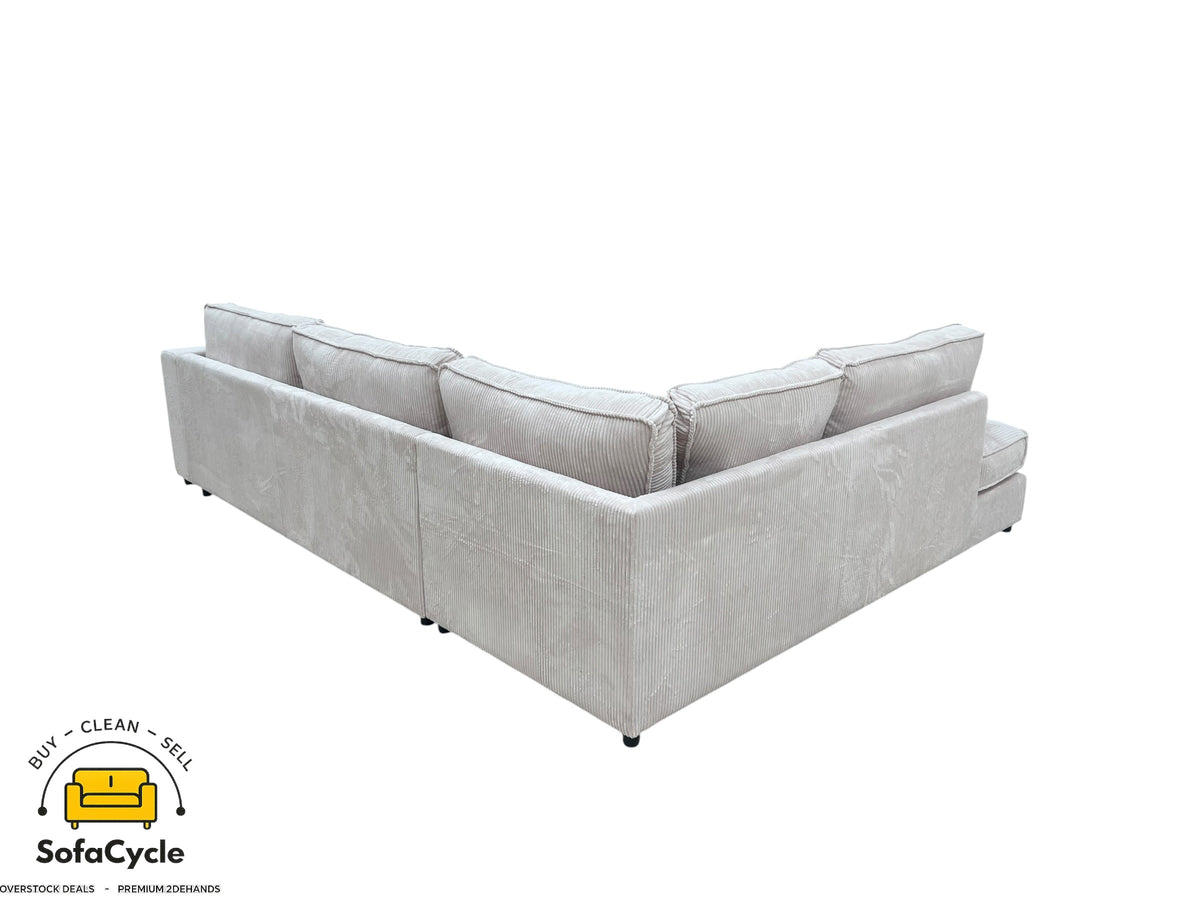 Hoekzetel beige in ribstof, hoek L – overstock