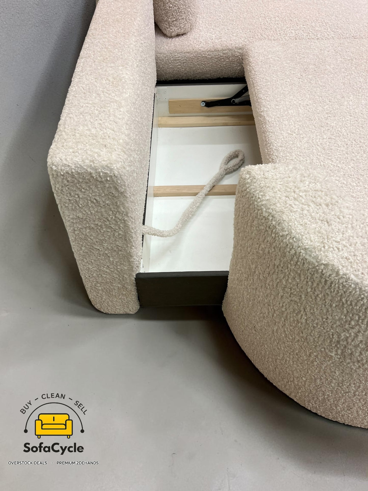 Hoekzetel wit in teddystof met slaapfunctie – overstock
