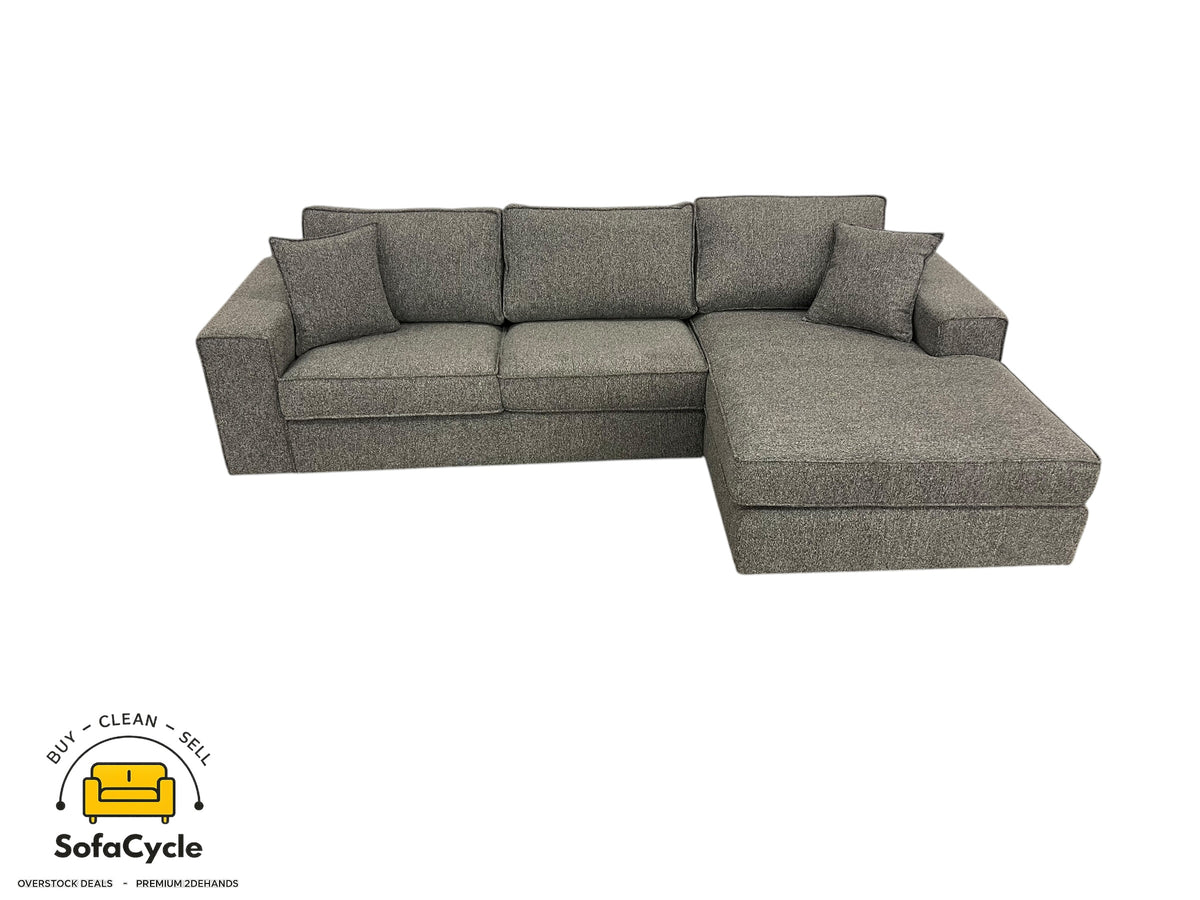 Hoekzetel grijs in stof, hoek R – overstock