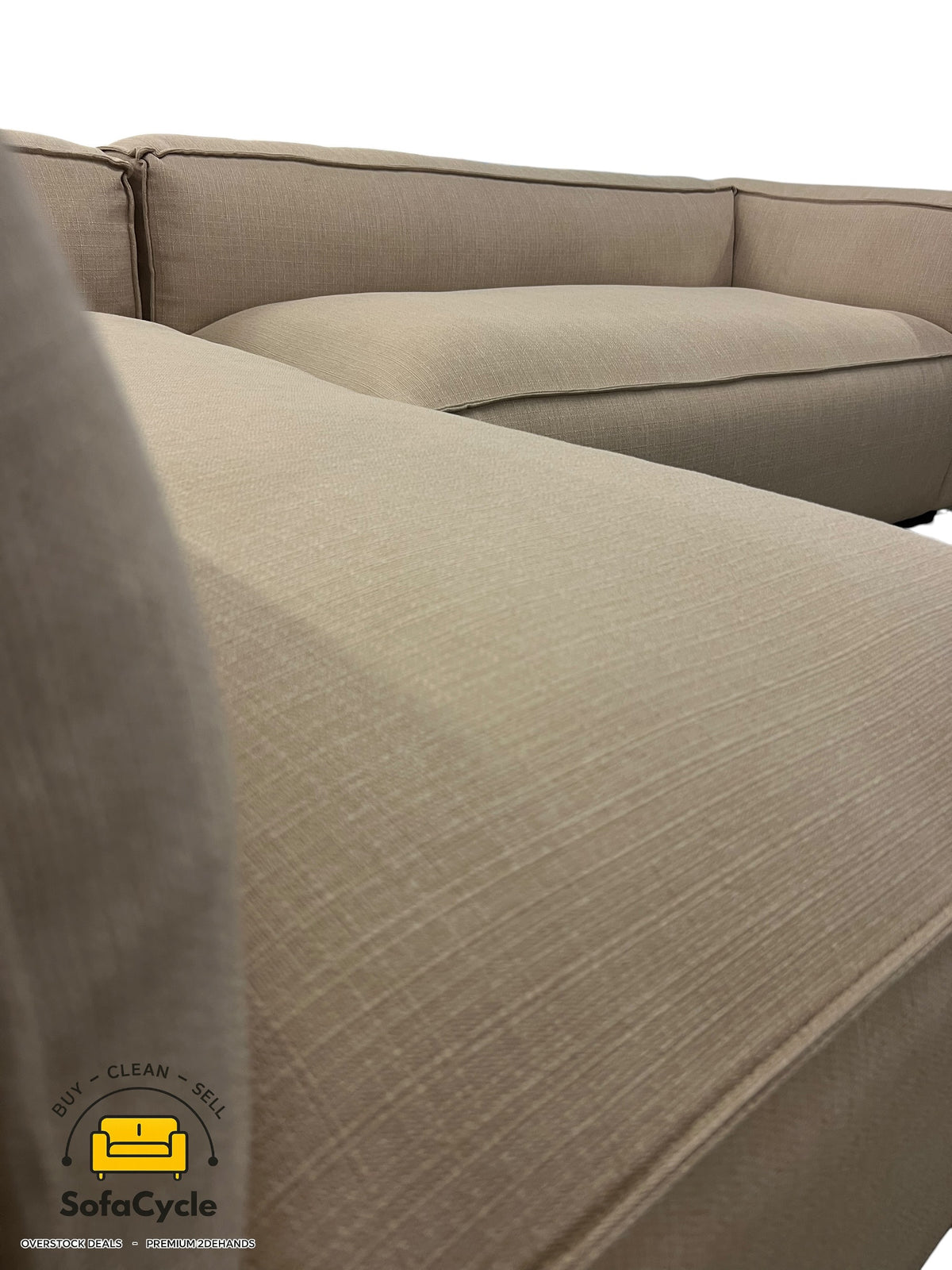 Hoekzetel beige in stof, hoek L – overstock