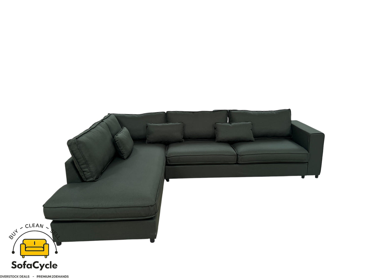 Hoekzetel groen in stof, hoek L – overstock