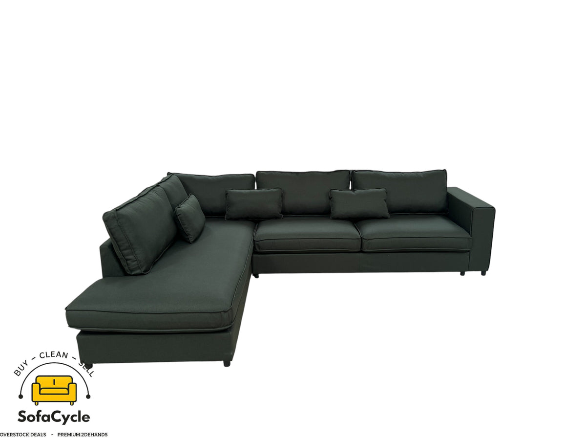 Hoekzetel groen in stof, hoek L – overstock