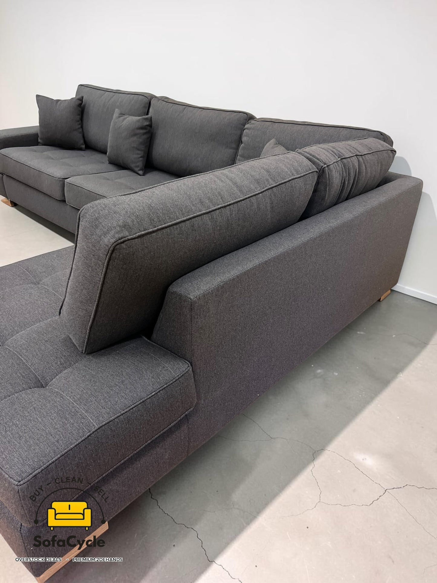 Hoekzetel zwart in stof extra ruim, hoek R – overstock