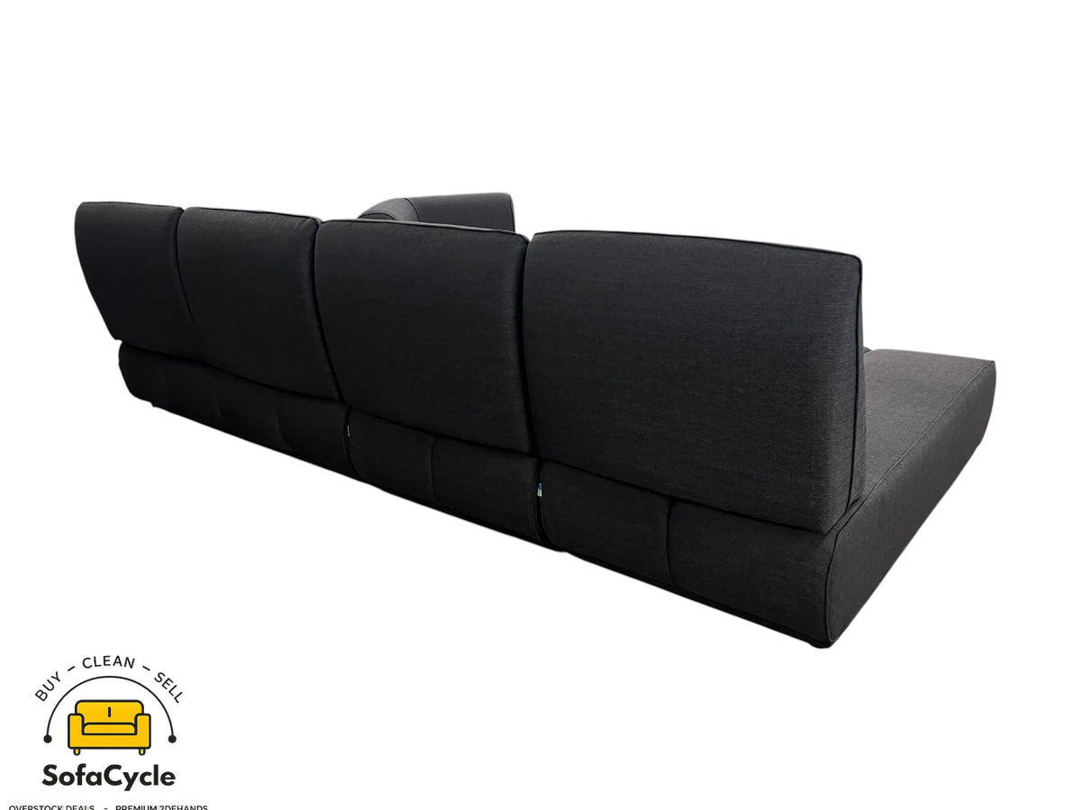 Hoekzetel zwart in stof, modulair – overstock