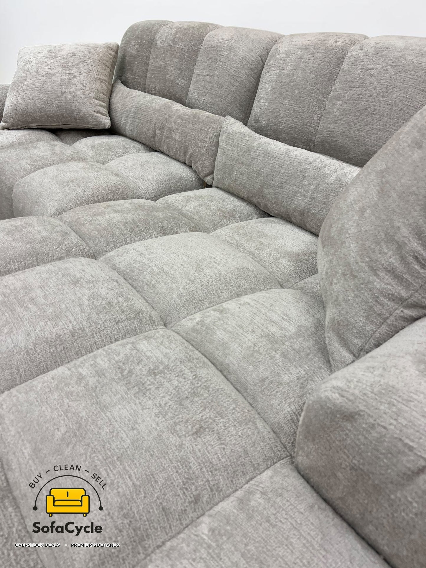 Goossens bubbel hoekzetel grijs in stof, hoek R – overstock