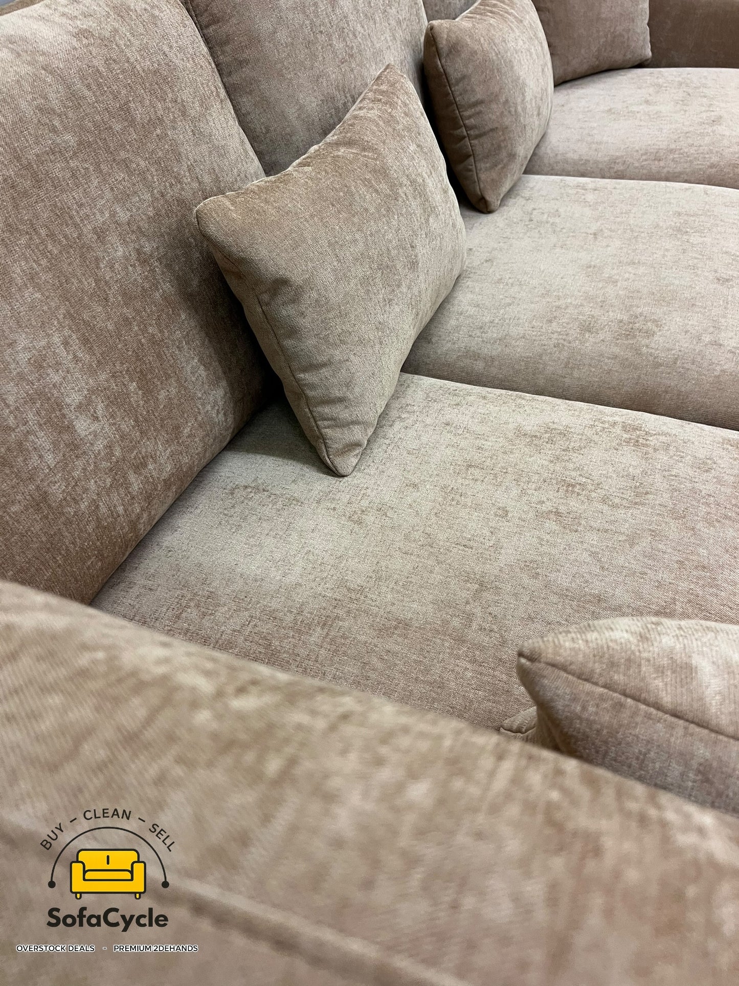 Luton hoekzetel rosé taupe in stof, hoek L – overstock