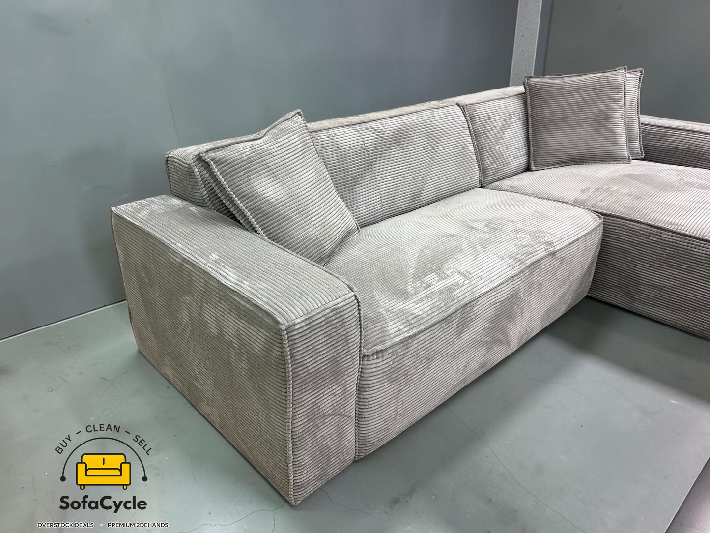 Belfast hoekzetel grijs in fluweel, hoek R – overstock