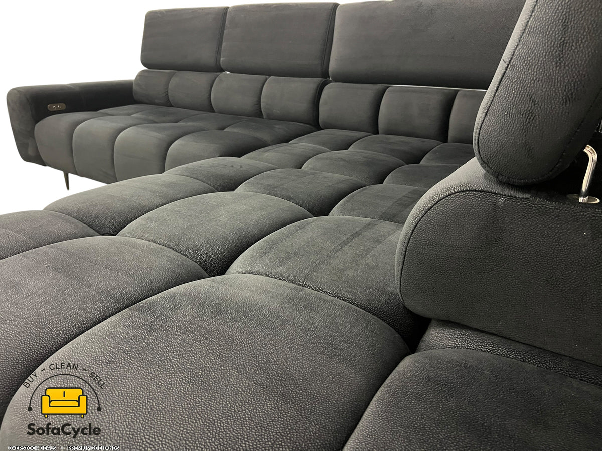 Hoekzetel zwart in fluweel met relaxfunctie – overstock