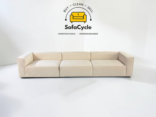 4-zit beige in fluweel, modulair – overstock