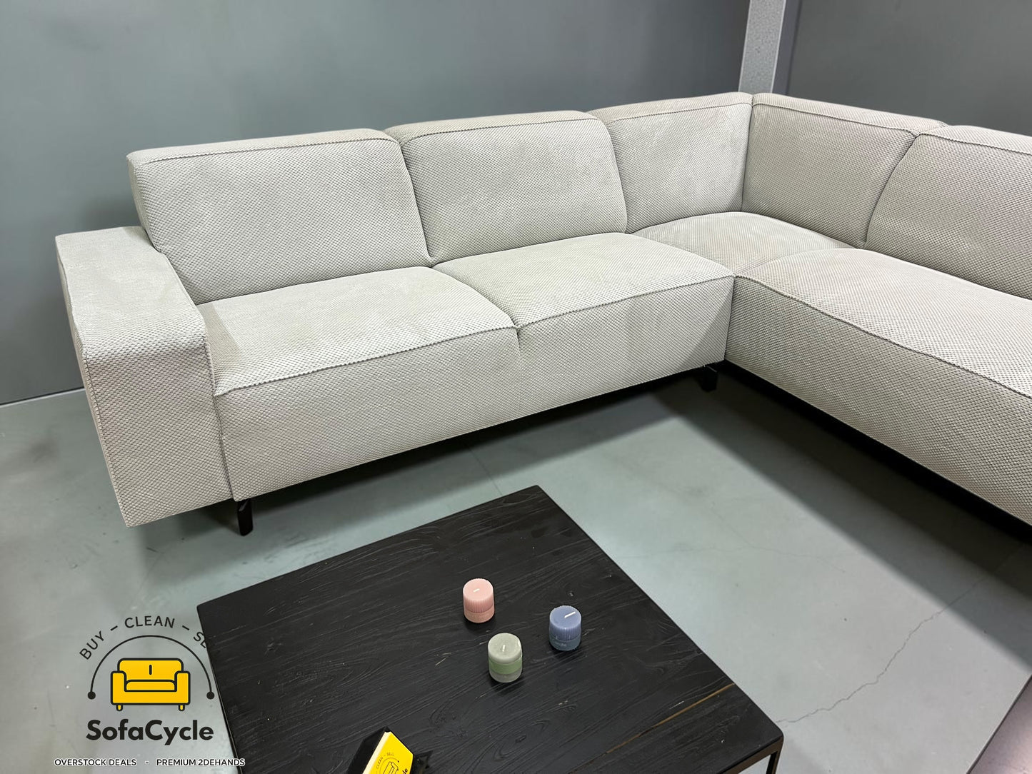 Manchester hoekzetel wit in bouclé, hoek L – overstock