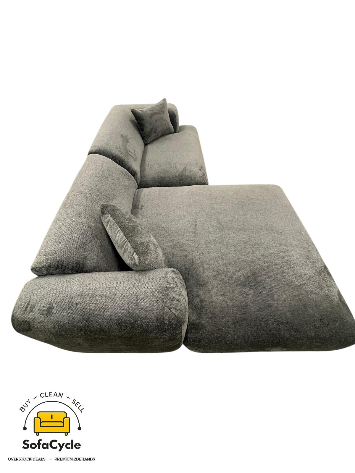 Hoekzetel antraciet in bouclé extra breed ligvlak, hoek L – overstock