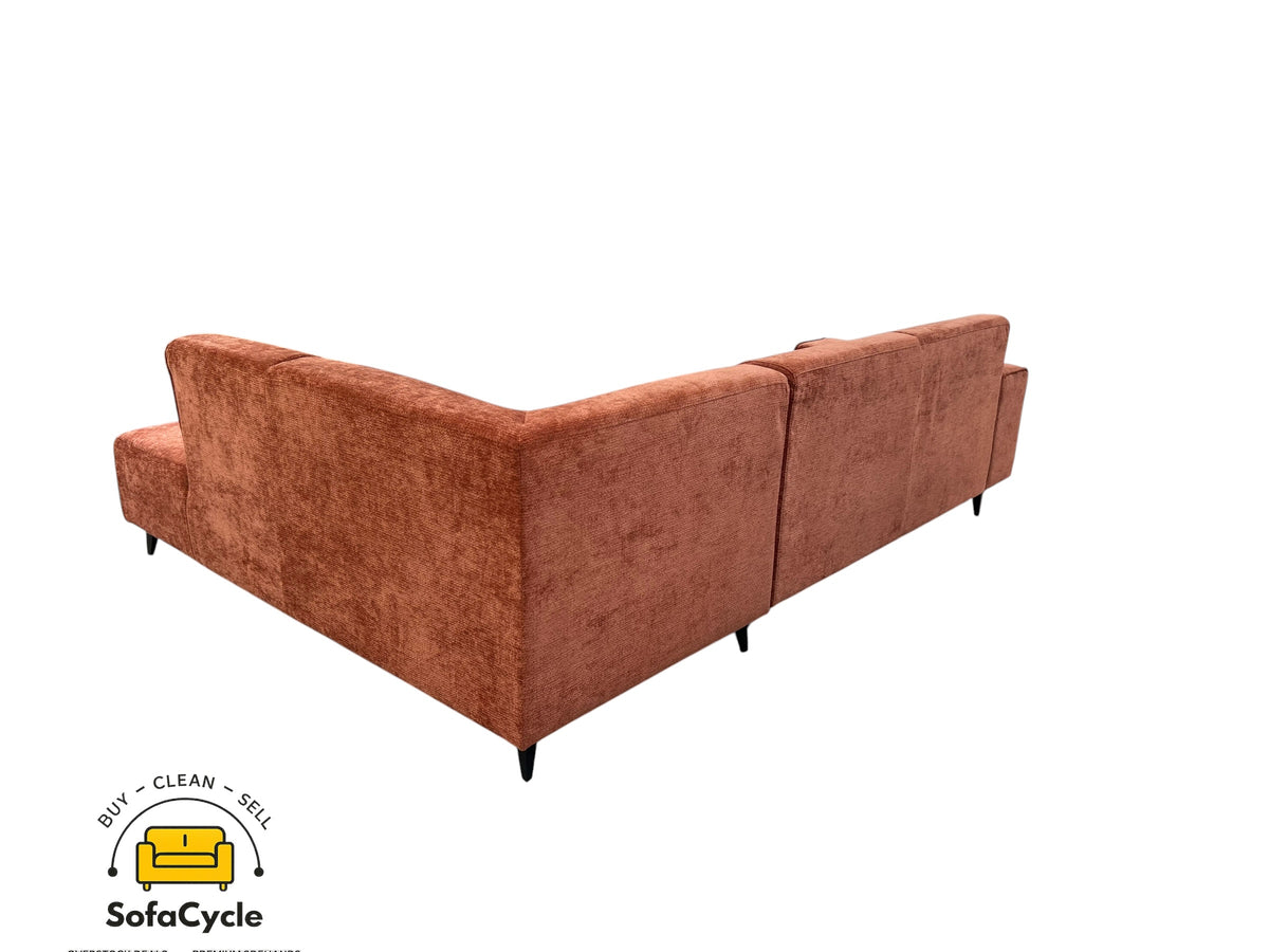 Hoekzetel terracotta in stof, hoek R – overstock