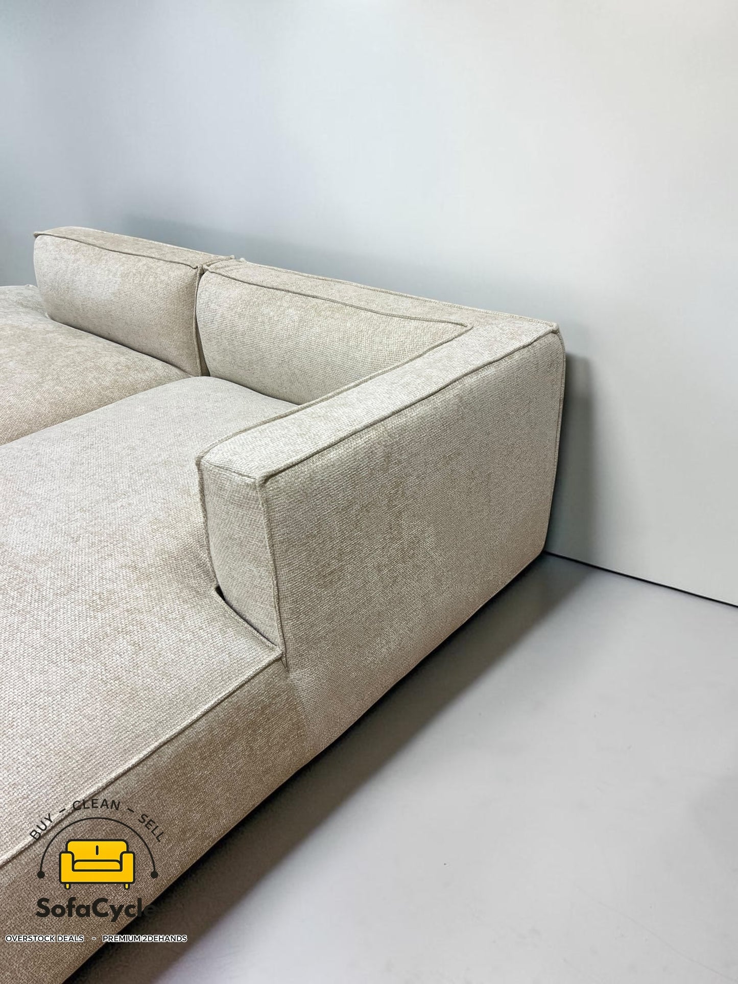 NV Gallery hoekzetel beige in stof, hoek R – overstock