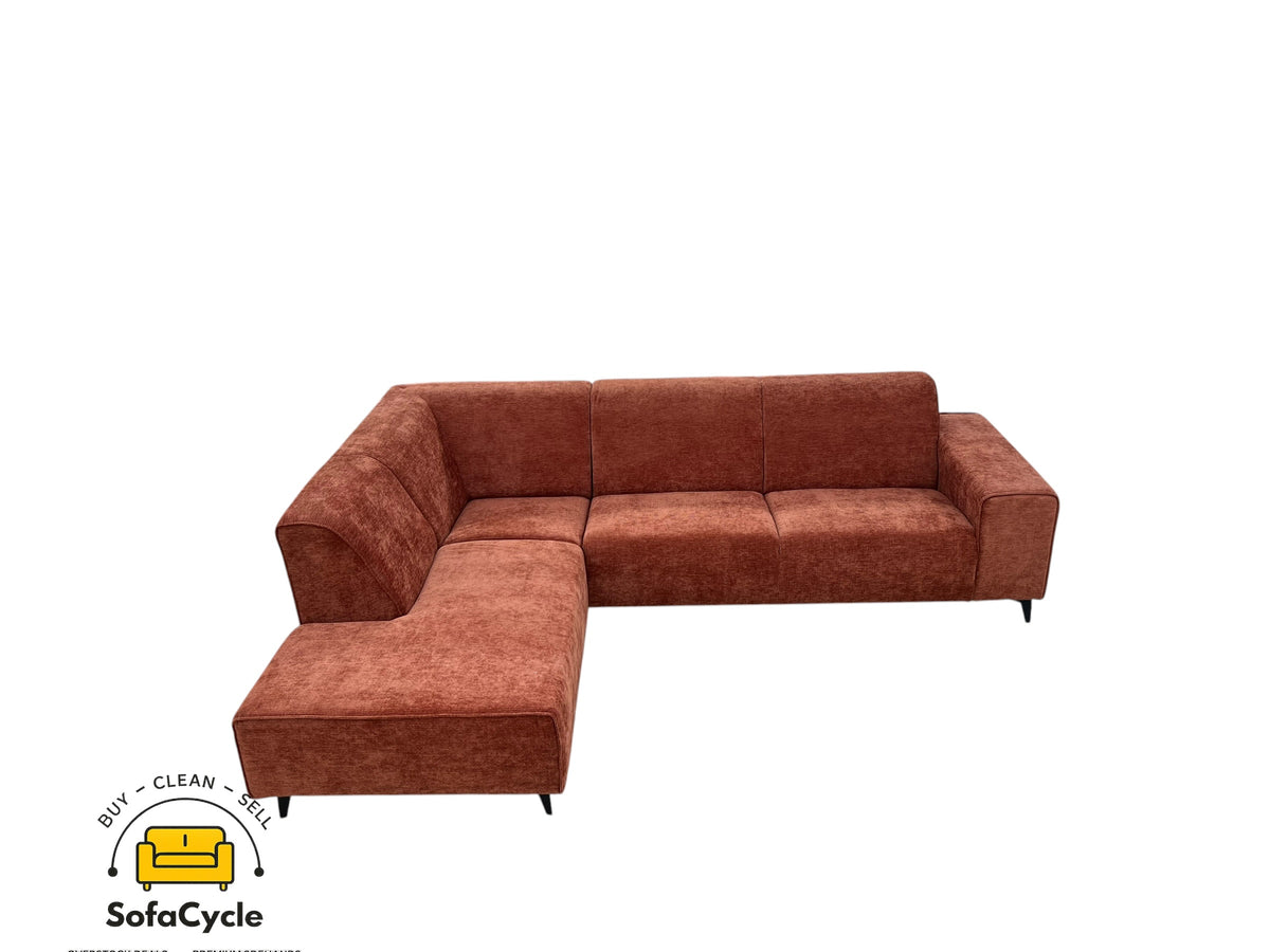 Hoekzetel terracotta in stof, hoek L – overstock