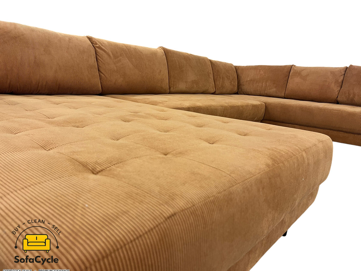U-zetel cognac in ribstof – overstock