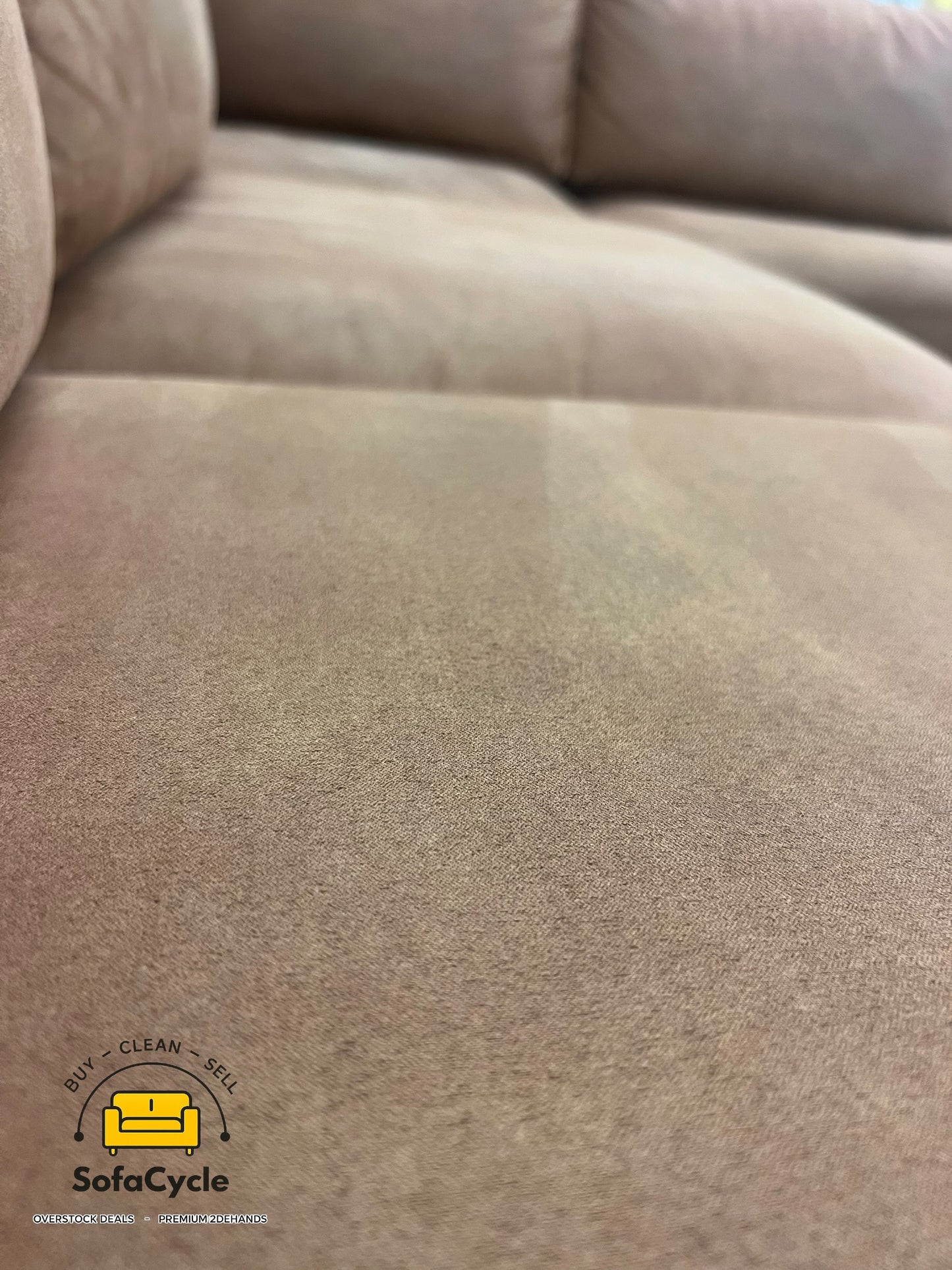 Hoekzetel cognac in microvezel met hoofdsteun – tweedehands
