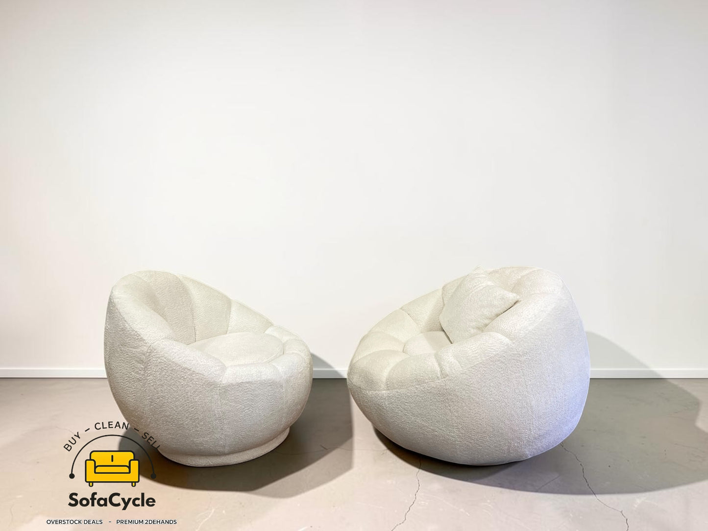 Fauteuil wit in bouclé set van 2 draaistoelen – overstock