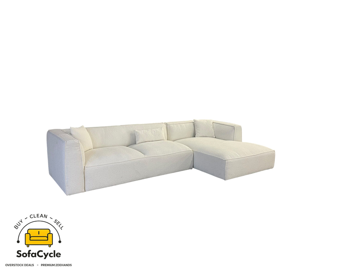 NV Gallery hoekzetel wit in bouclé, hoek R – overstock