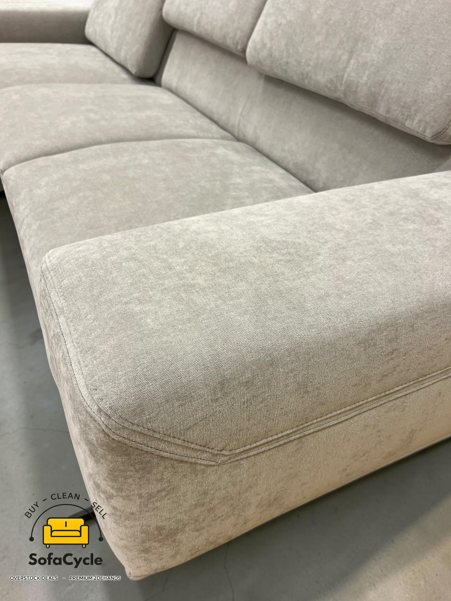 Amalfi hoekzetel grijs met hoofdsteun, hoek R – overstock