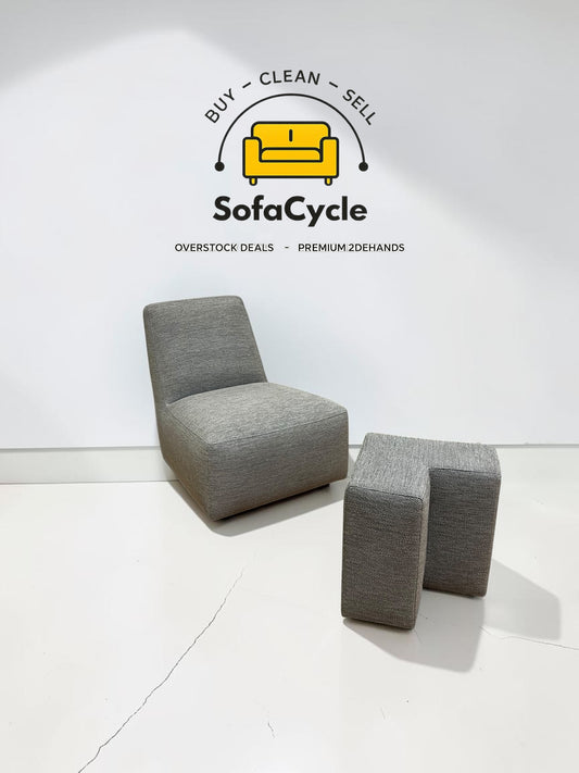 Koozo Robin Junior fauteuil grijs met poef – tweedehands