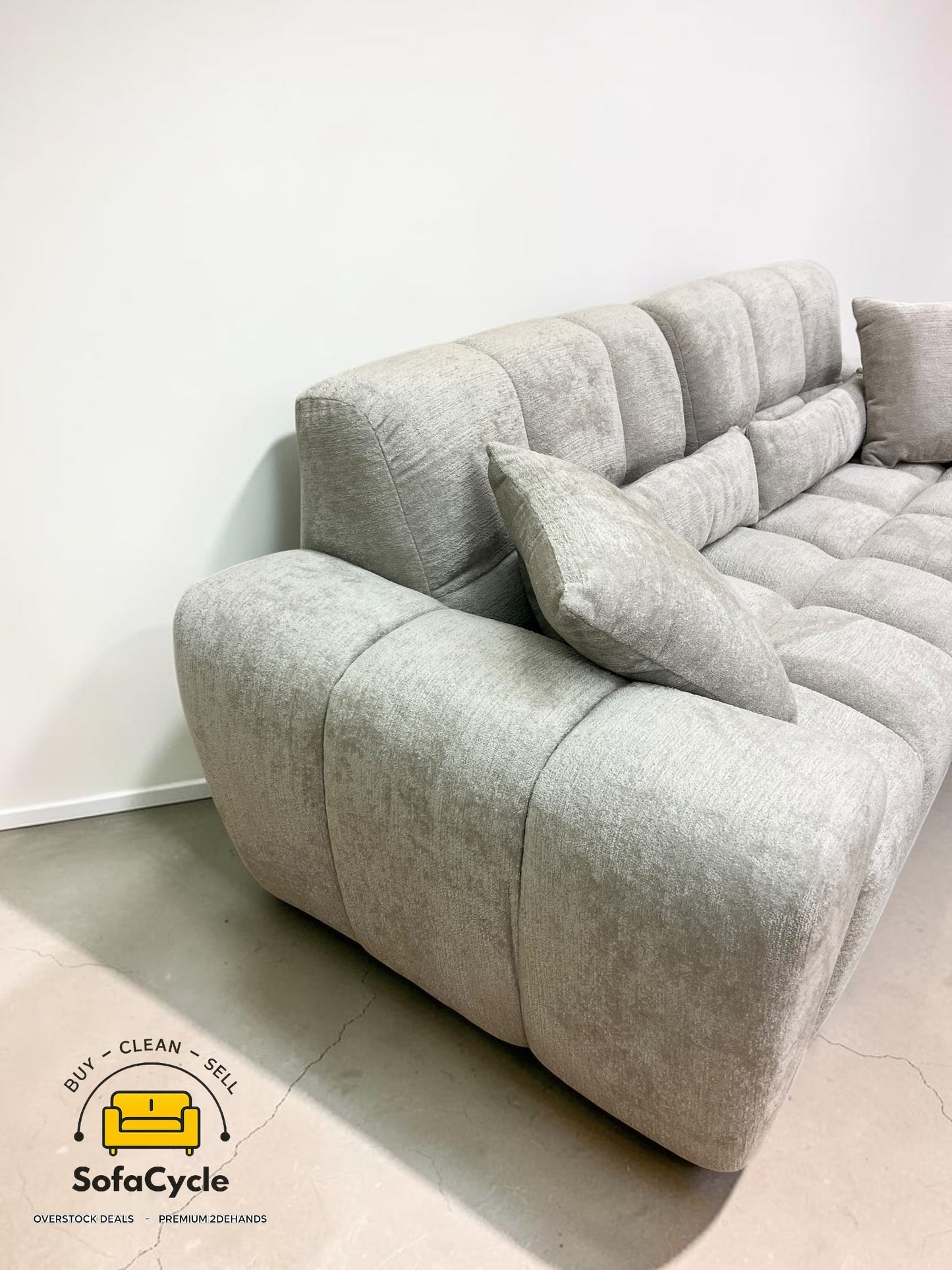 Goossens bubbel hoekzetel grijs in stof, hoek R – overstock