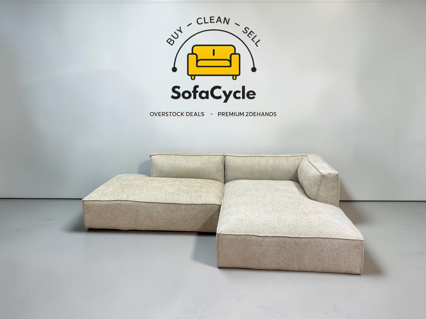 NV Gallery hoekzetel beige in stof, hoek R – overstock