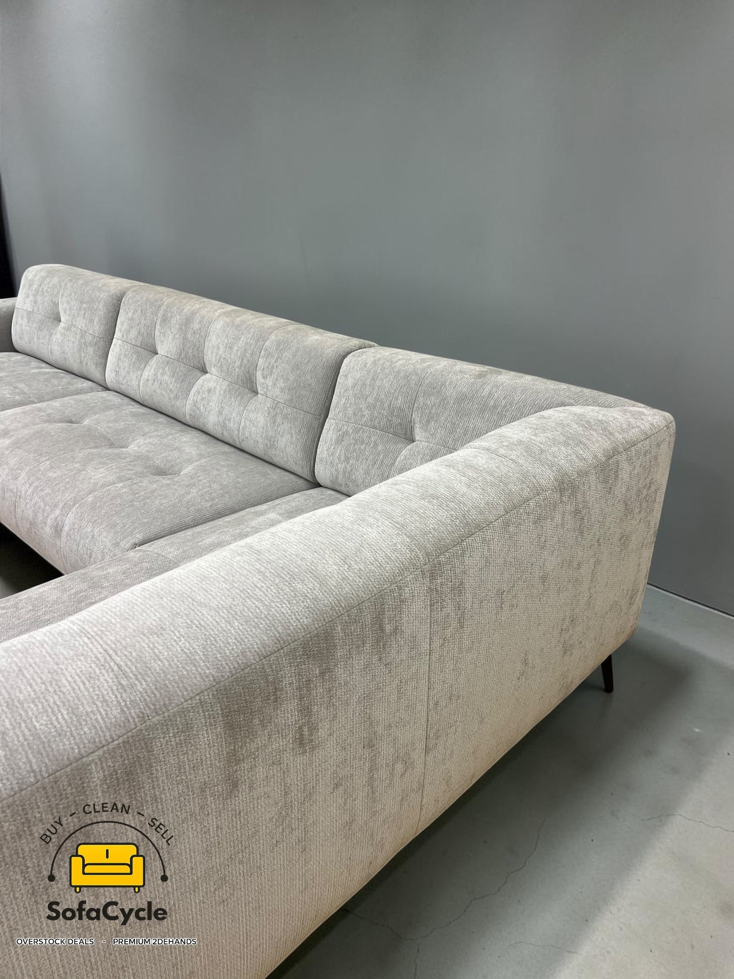 Cardiff U-zetel grijs in bouclé – overstock