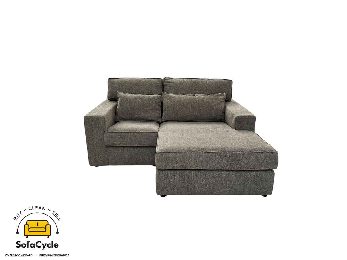Compacte hoekzetel grijs in stof, hoek R – overstock