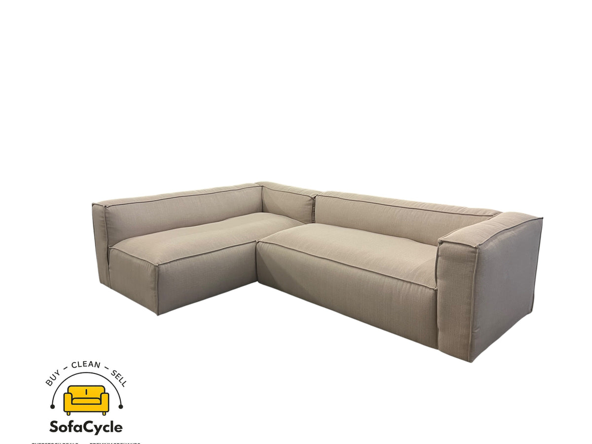 Hoekzetel beige in stof, hoek L – overstock