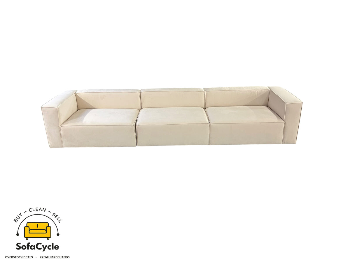4-zit beige in fluweel, modulair – overstock
