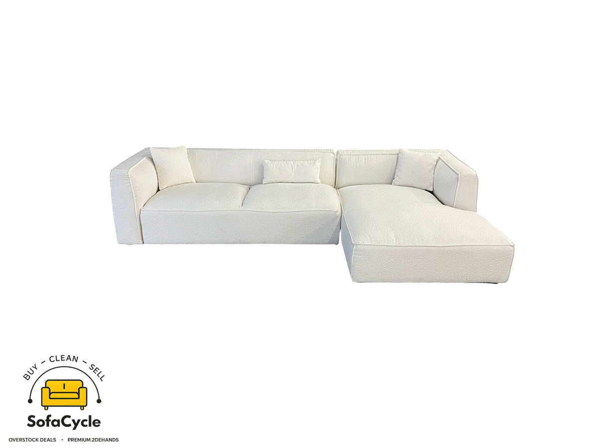 NV Gallery hoekzetel wit in bouclé, hoek R – overstock