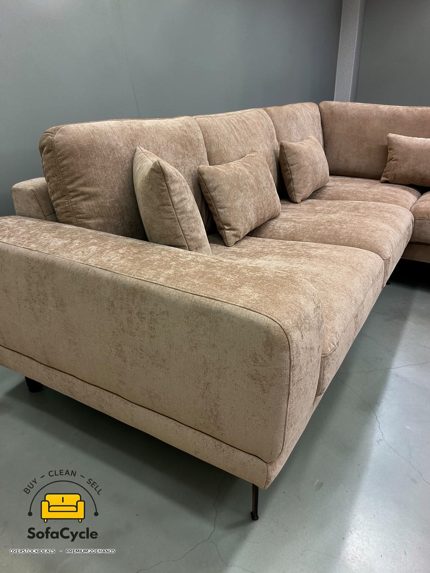 Luton hoekzetel rosé taupe in stof, hoek R – overstock