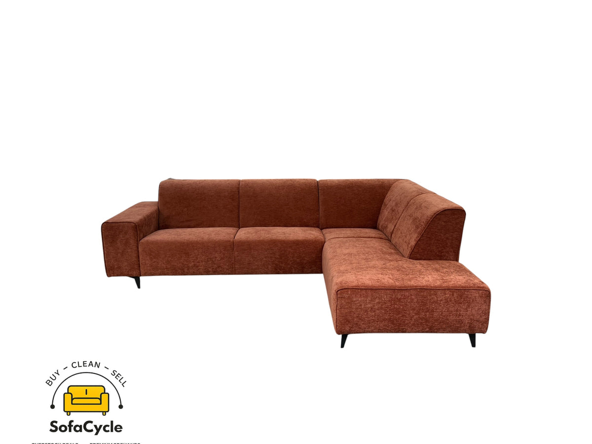 Hoekzetel terracotta in stof, hoek R – overstock