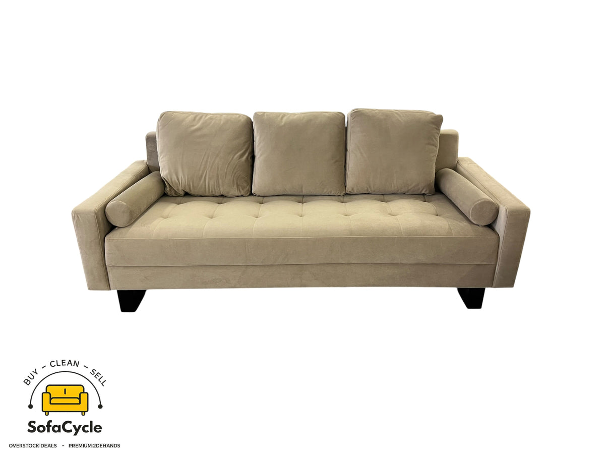 NV Gallery 3-zit + 2-zit taupe in fluweel – overstock