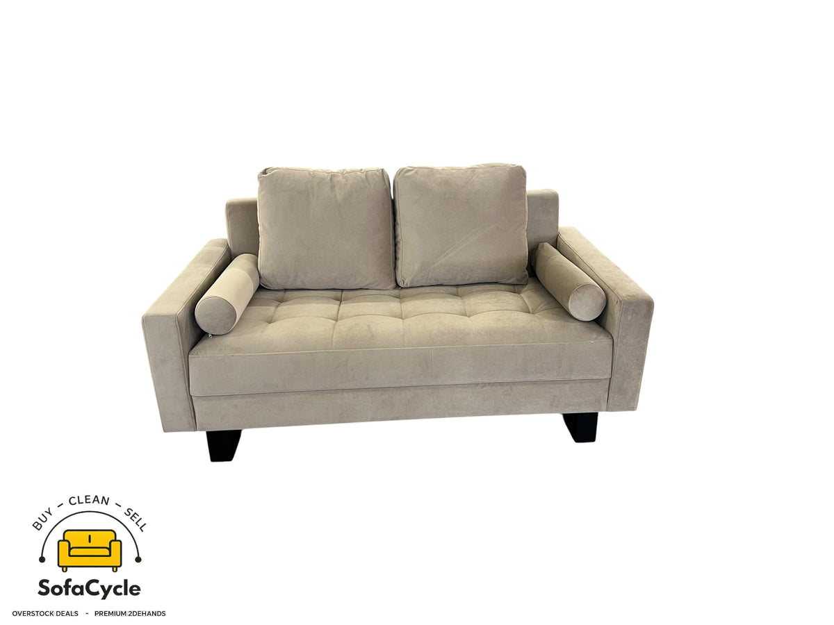 NV Gallery 3-zit + 2-zit taupe in fluweel – overstock