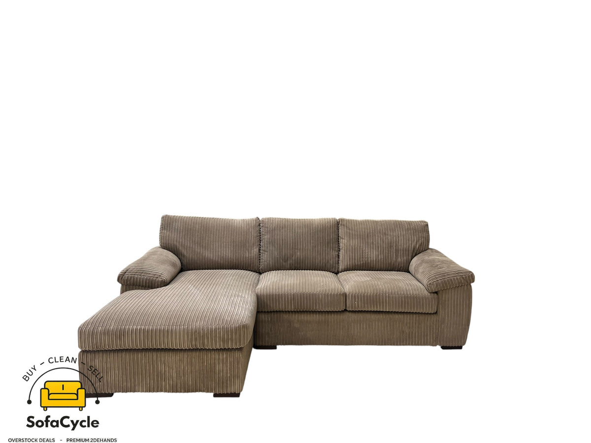 Hoekzetel bruin in ribstof, hoek L – overstock