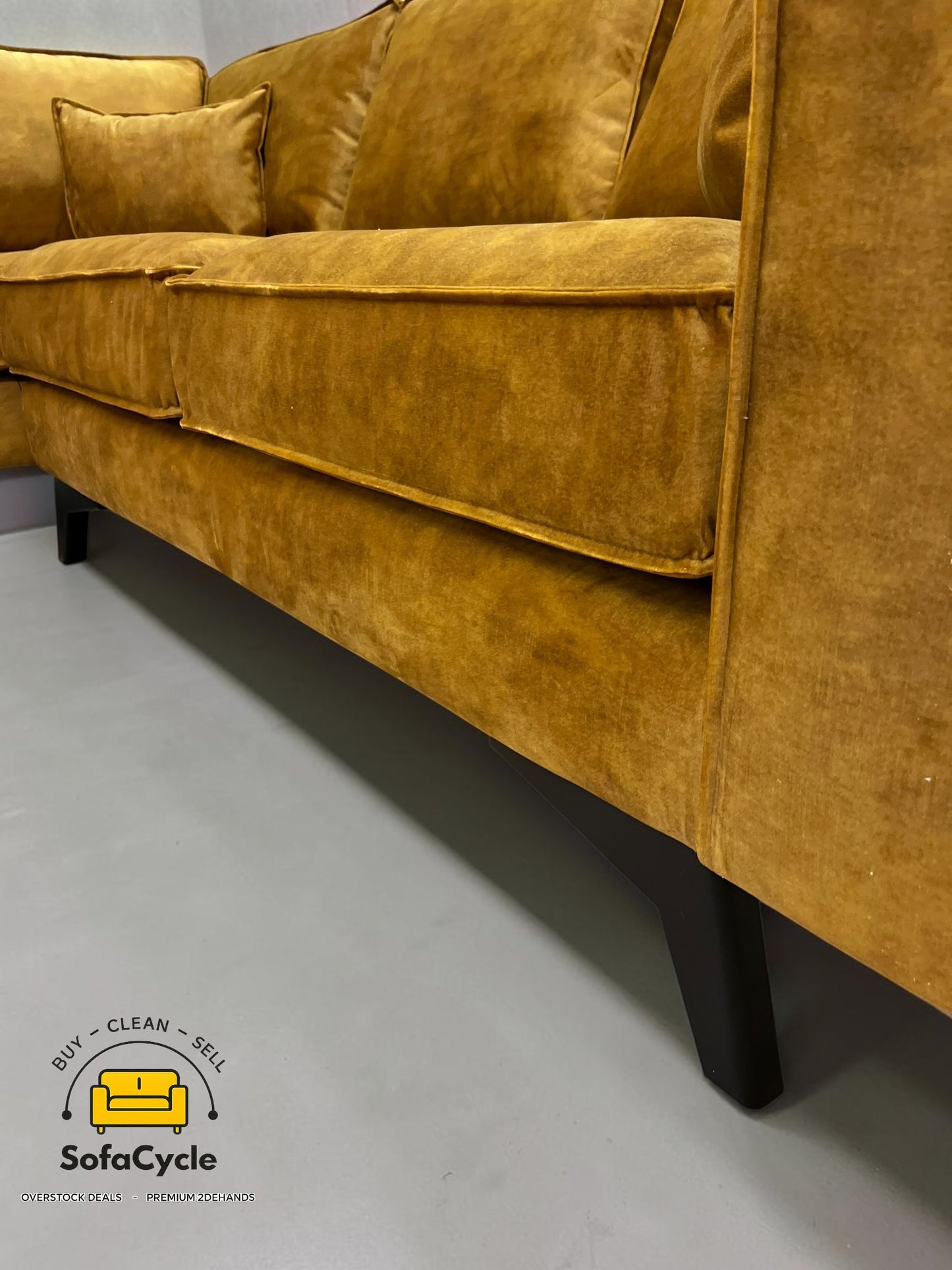Goossens hoekzetel geel in fluweel, hoek L – overstock