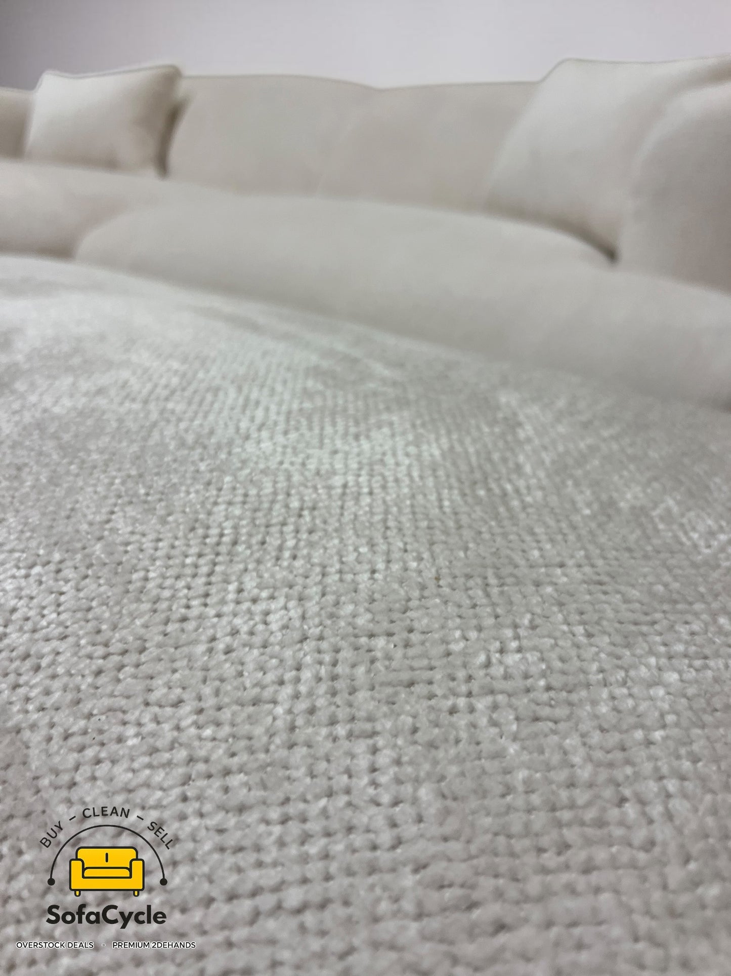 Hoekzetel wit in bouclé extra breed ligvlak – overstock