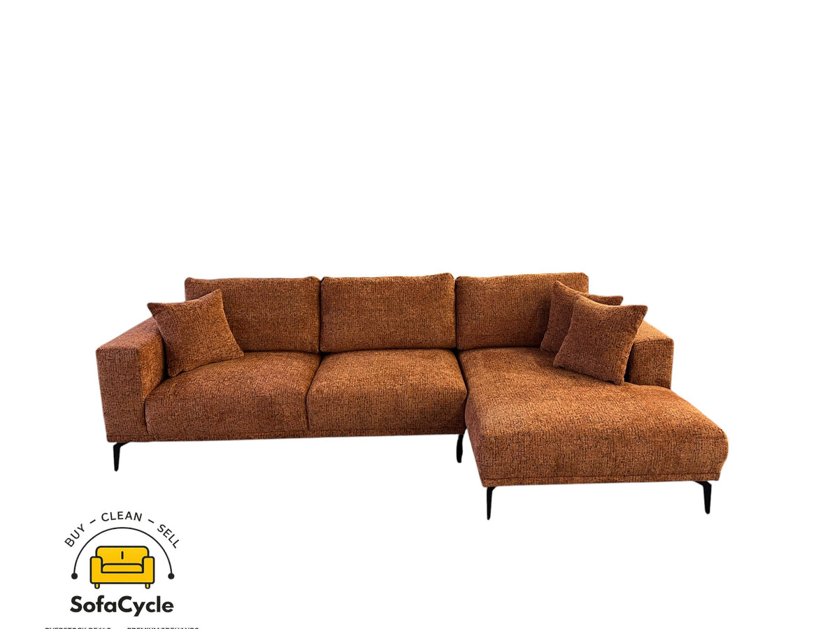 Hoekzetel roest in bouclé, hoek R – overstock