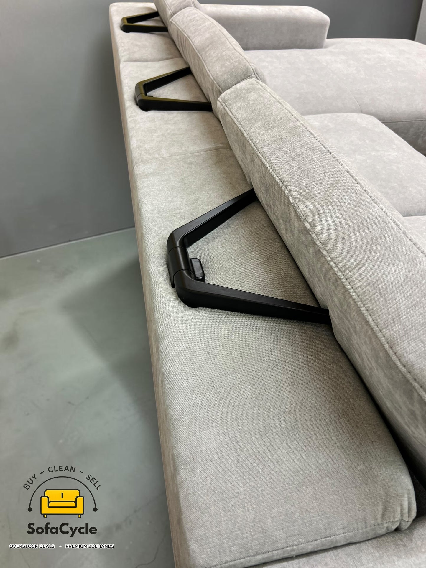 Amalfi hoekzetel grijs met hoofdsteun, hoek L – overstock