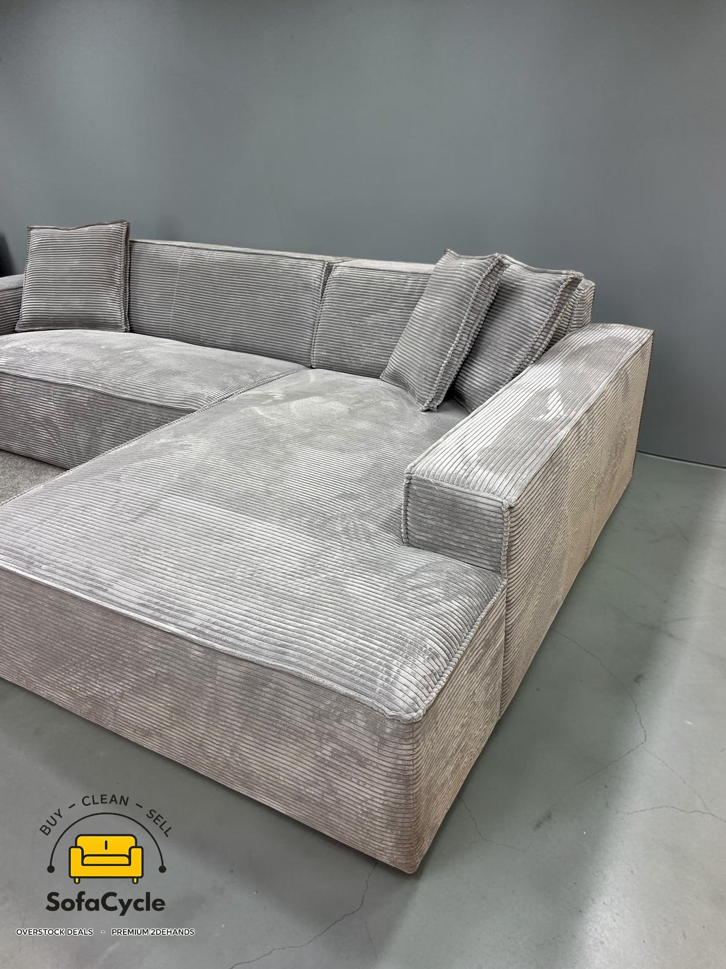 Belfast hoekzetel grijs in fluweel, hoek R – overstock